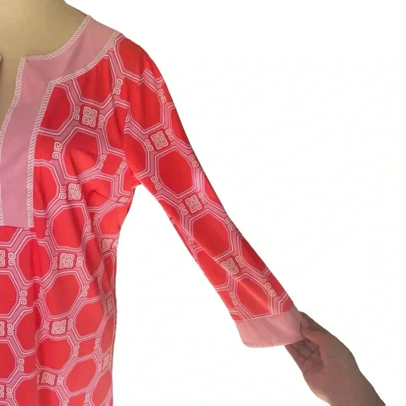 Cabana Life Coral Geo Tunic UPF 50+ Mini Coverup Dress Women Size L - Picture 5 of 8